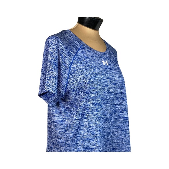 Under Armour Womens Twisted Tech Locker Tee In Space Dyed Blue Size L - Picture 8 of 13